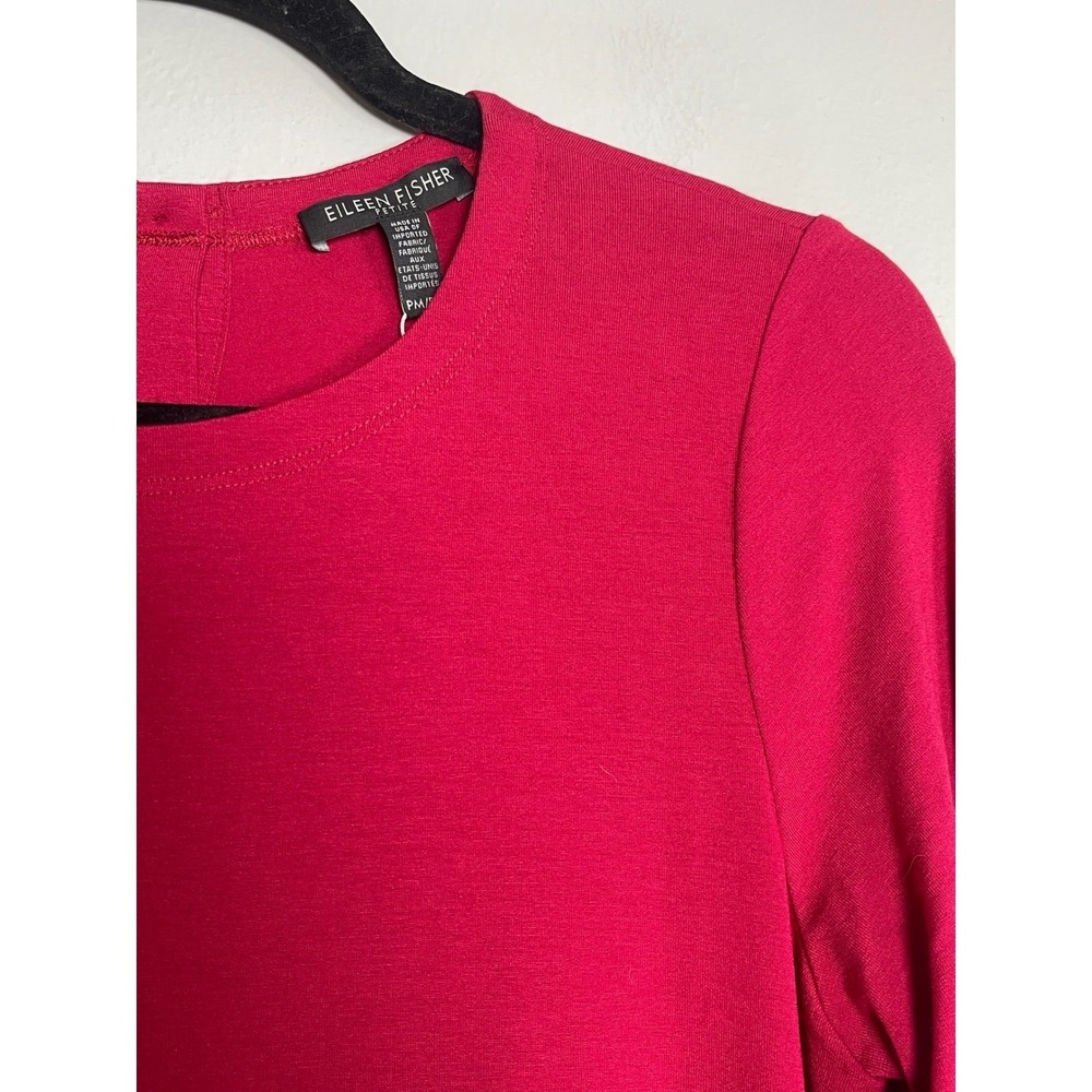 EILEEN FISHER Viscose Jersey Crew Neck Mini Dress Petite Medium Red Rose NEW‎ - Picture 4 of 11